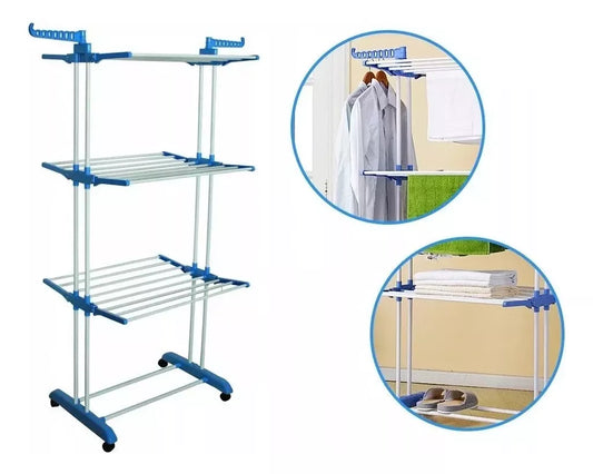 TENDEDERO DE ROPA 3 NIVELES PLEGABLE